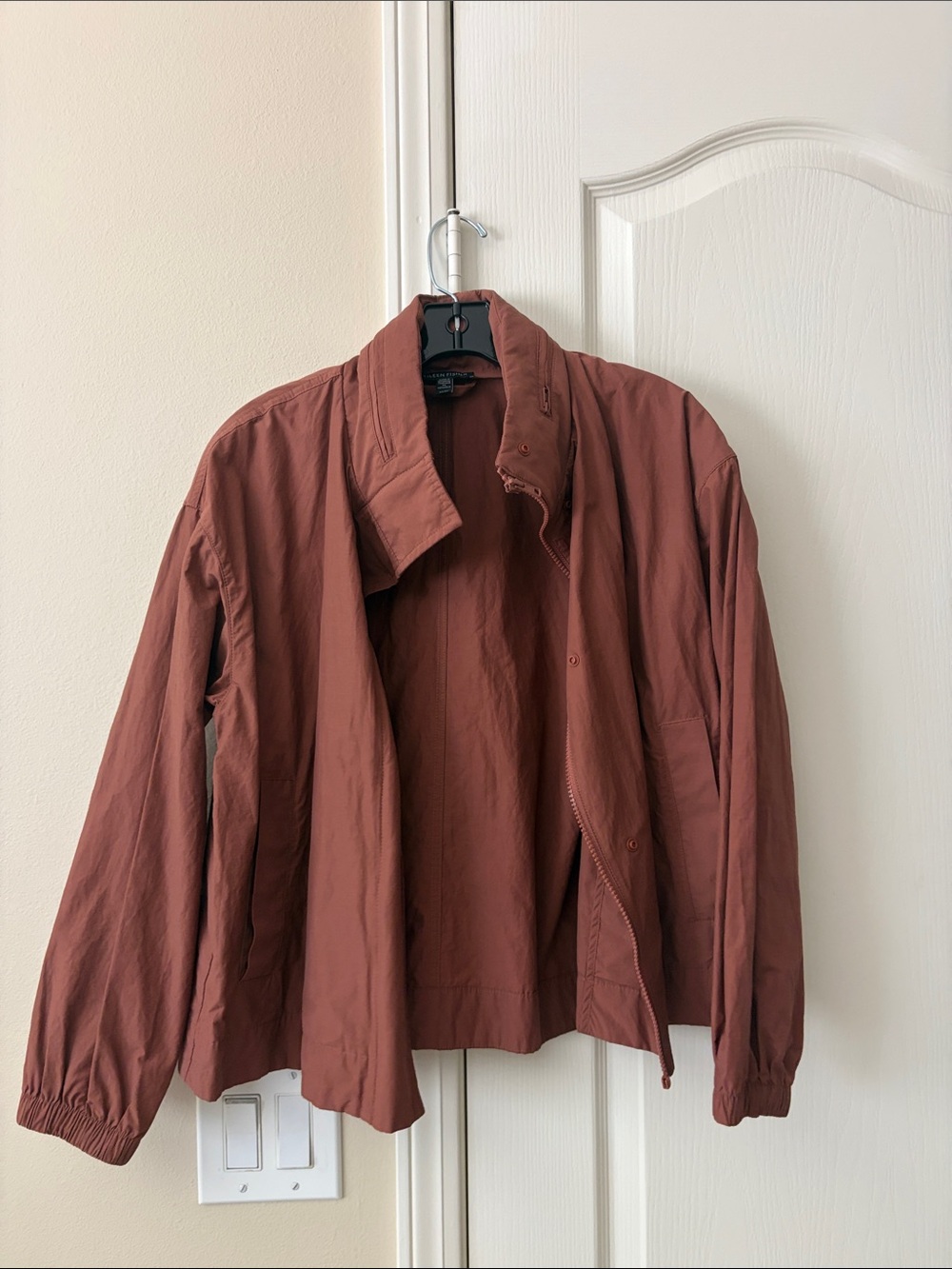 NWOT Eileen Fisher Collared Lightweight Pink Brown Nylon Jacket
